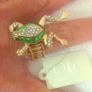 Rhinestone Frog Ring by Ole
